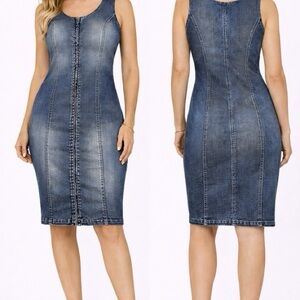 VENUS Denim Midi Dress in Blue Wash